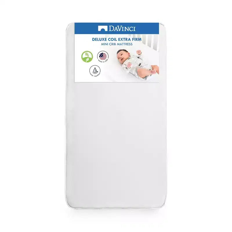 DaVinci Deluxe Coil Mini Crib Mattress, Greenguard Gold Certified: Firm, Innerspring, Waterproof Cover, Hypoallergenic