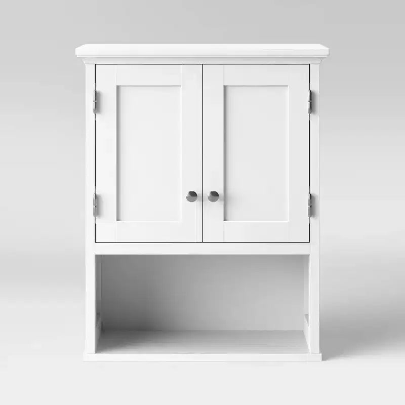 Pensile in legno bianco a 2 ripiani, singolo