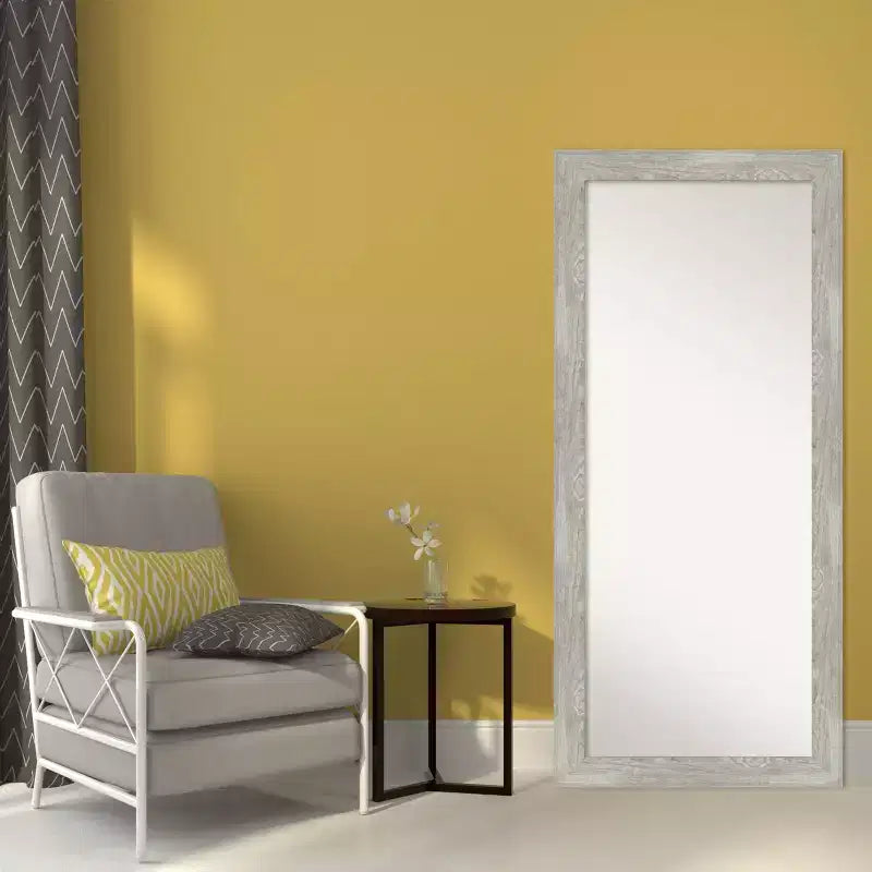 Specchio intero da parete/terra con cornice rustica in legno grigio, 1 persona, 76 x 168 cm
