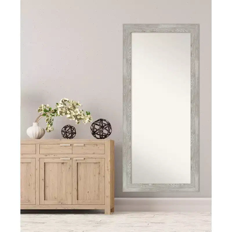 Specchio intero da parete/terra con cornice rustica in legno grigio, 1 persona, 76 x 168 cm
