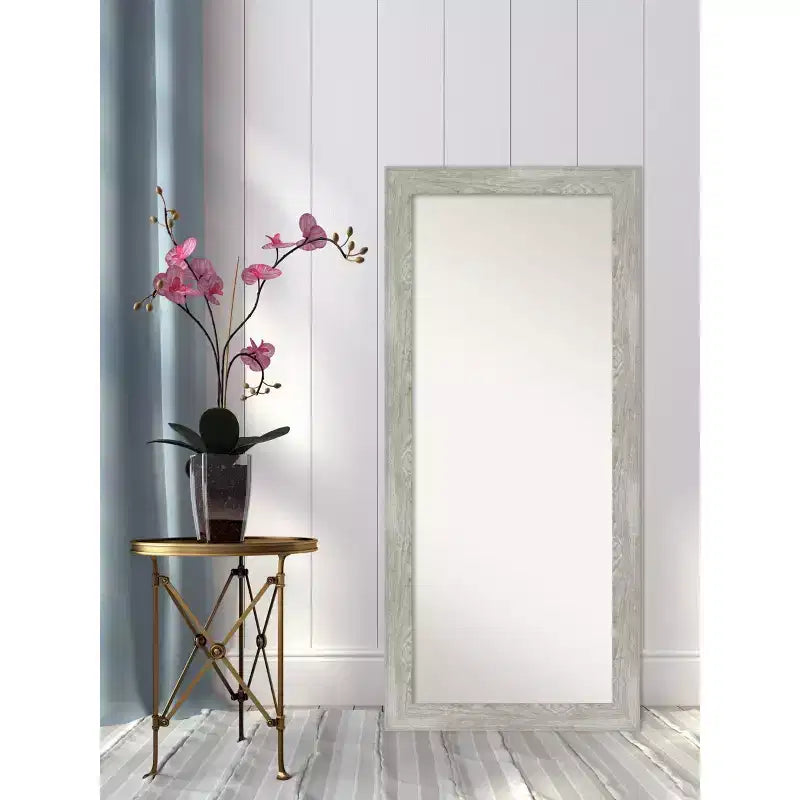 Specchio intero da parete/terra con cornice rustica in legno grigio, 1 persona, 76 x 168 cm