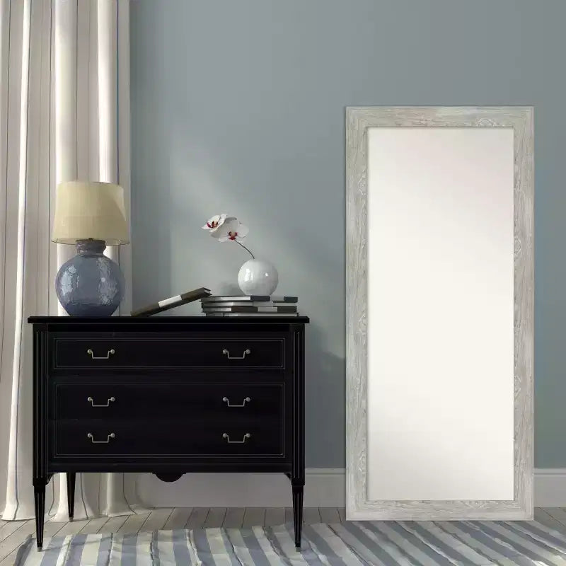Specchio intero da parete/terra con cornice rustica in legno grigio, 1 persona, 76 x 168 cm