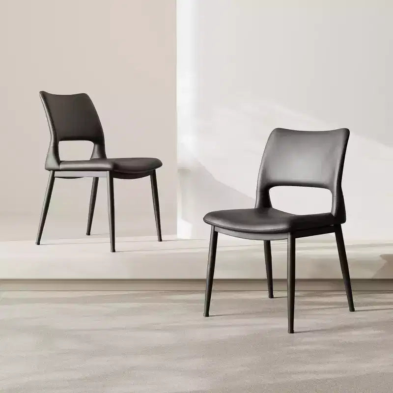 Sedia da pranzo in pelle sintetica nera, stile moderno, set da 2