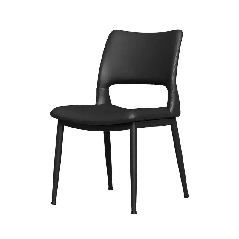 Sedia da pranzo in pelle sintetica nera, stile moderno, set da 2