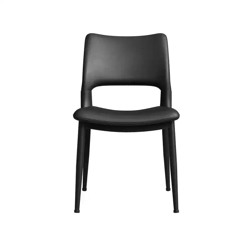 Sedia da pranzo in pelle sintetica nera, stile moderno, set da 2