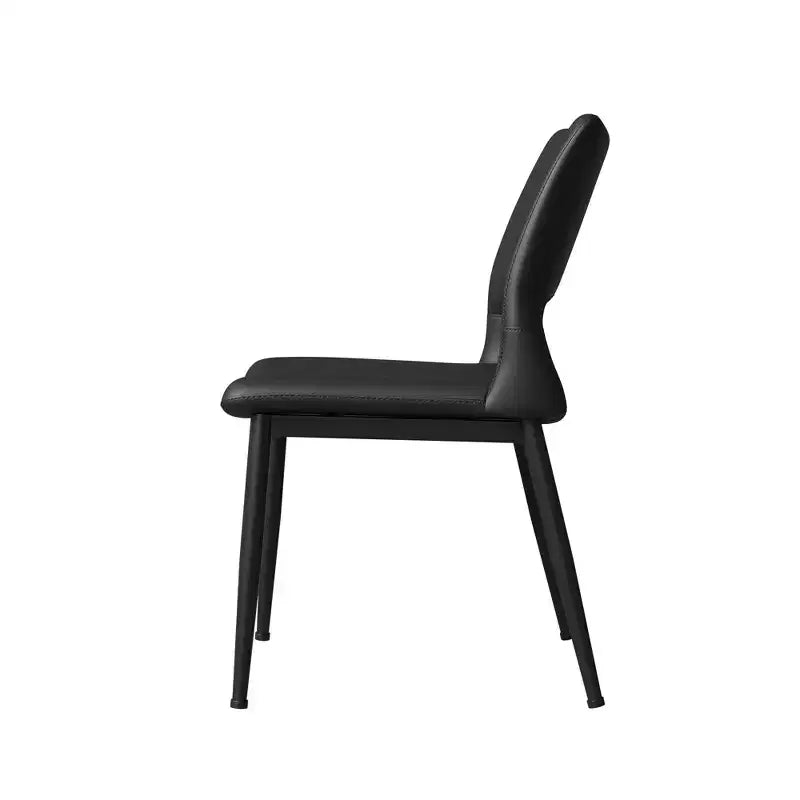 Sedia da pranzo in pelle sintetica nera, stile moderno, set da 2