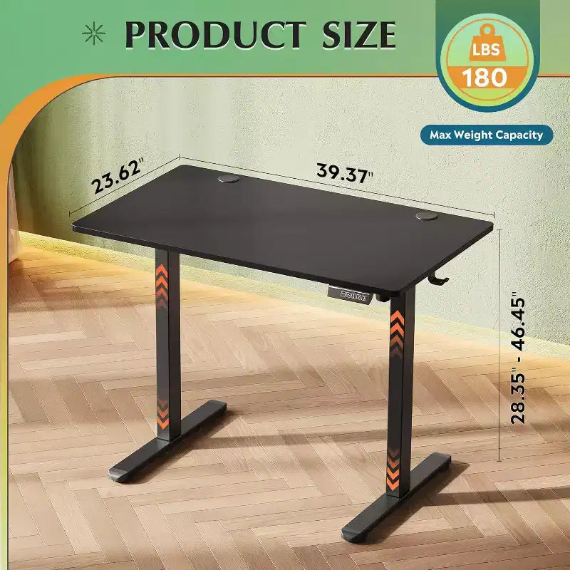 Scrivania Elettrica Regolabile in Altezza Nera, Piano Unico, 1 Persona, 122 x 61 cm