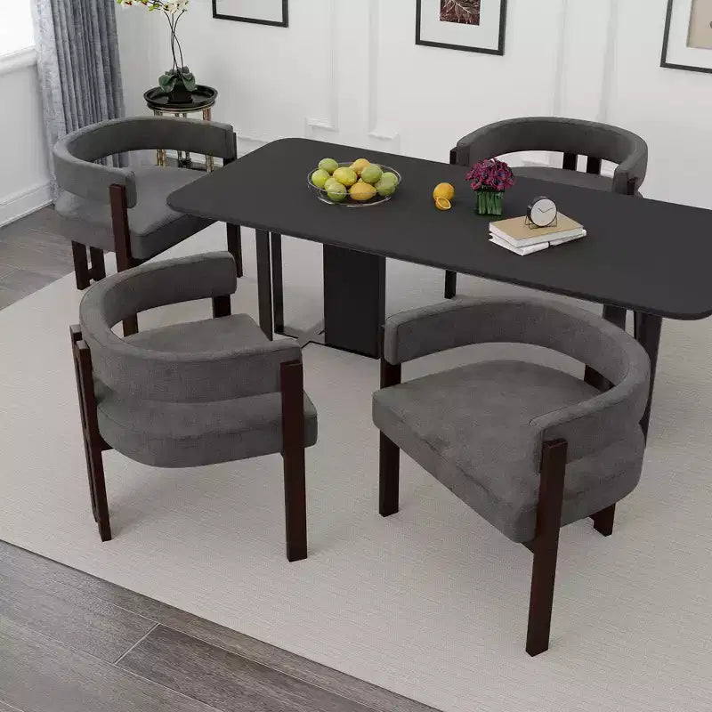 Sedia da pranzo imbottita con cuscino Teddy, set da 2, colori nero / smeraldo / grigio / arancione, 1 posto a sedere