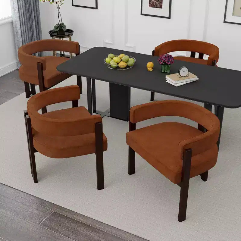 Sedia da pranzo imbottita con cuscino Teddy, set da 2, colori nero / smeraldo / grigio / arancione, 1 posto a sedere
