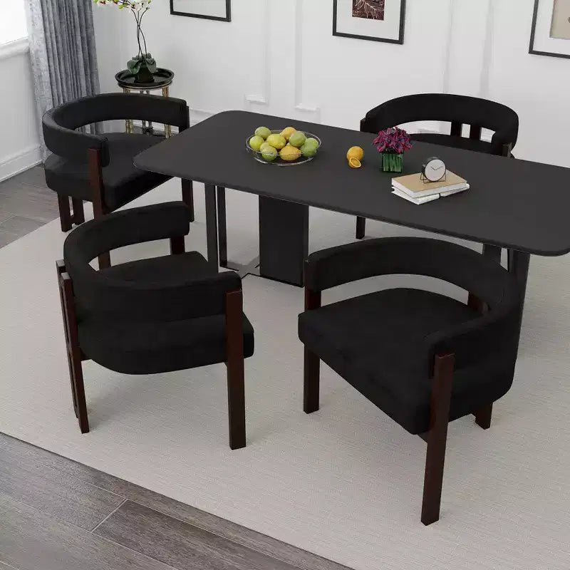 Sedia da pranzo imbottita con cuscino Teddy, set da 2, colori nero / smeraldo / grigio / arancione, 1 posto a sedere