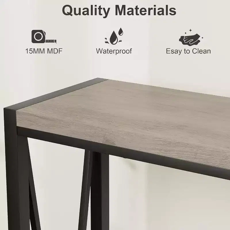 Tavolo consolle a 2 ripiani V-Design in metallo da 109 cm nero/marrone/grigio per ingresso e soggiorno