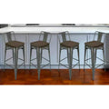 Sgabello da bar con schienale basso marrone e grigio, set da 4 (fino a 113 kg ciascuno)
