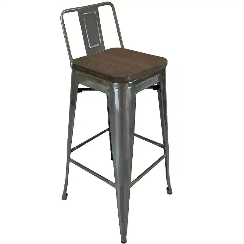 Sgabello da bar con schienale basso marrone e grigio, set da 4 (fino a 113 kg ciascuno)