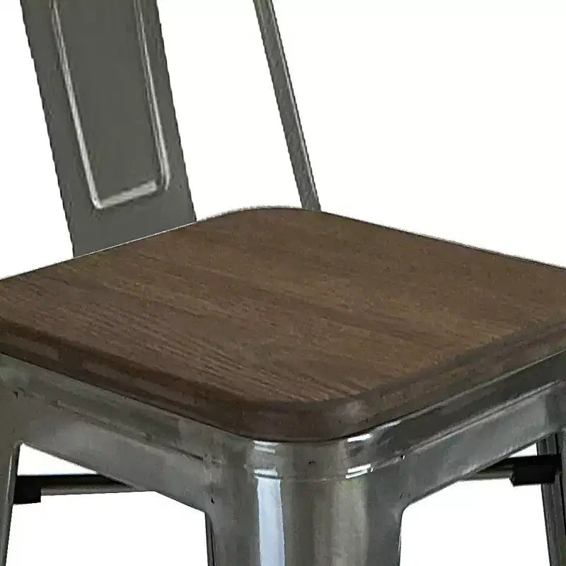 Sgabello da bar con schienale basso marrone e grigio, set da 4 (fino a 113 kg ciascuno)