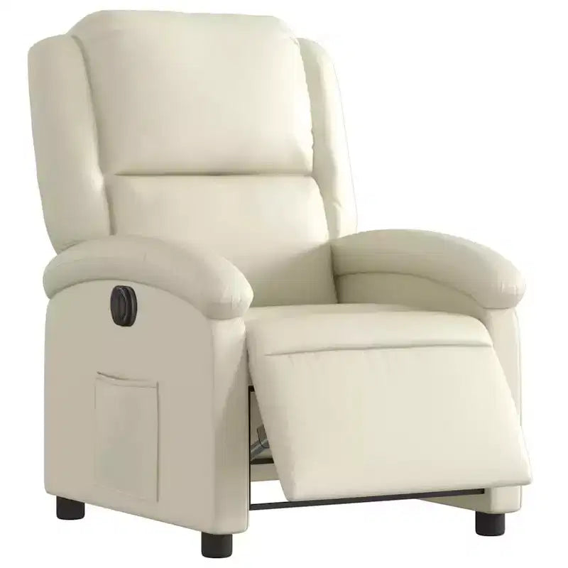 Poltrona reclinabile elettrica singola in similpelle color crema
