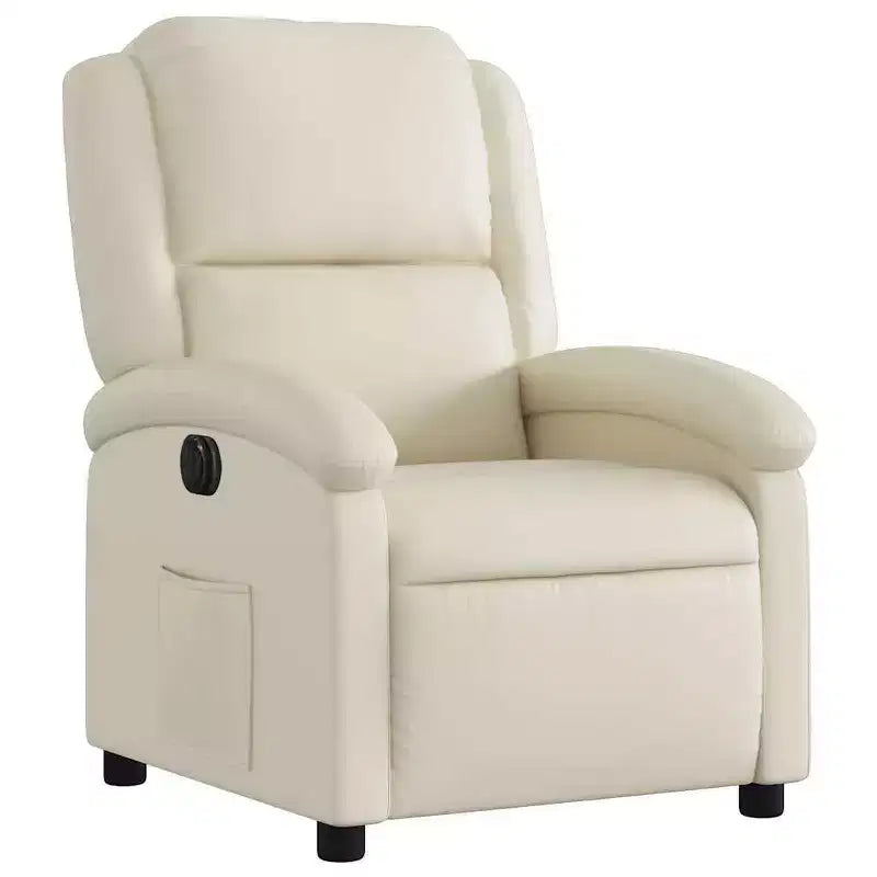 Poltrona reclinabile elettrica singola in similpelle color crema