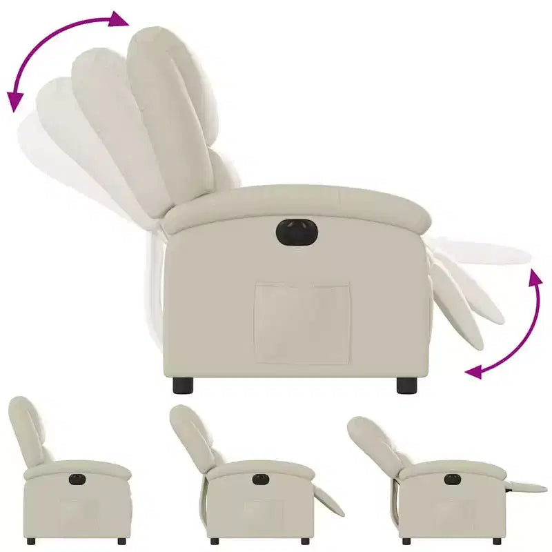Poltrona reclinabile elettrica singola in similpelle color crema