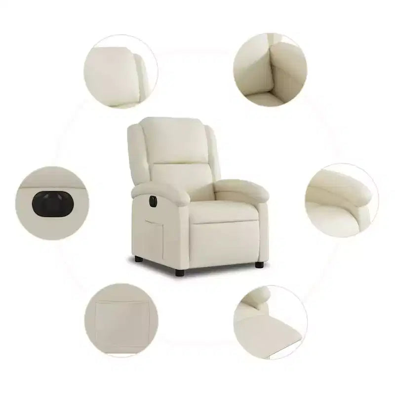 Poltrona reclinabile elettrica singola in similpelle color crema