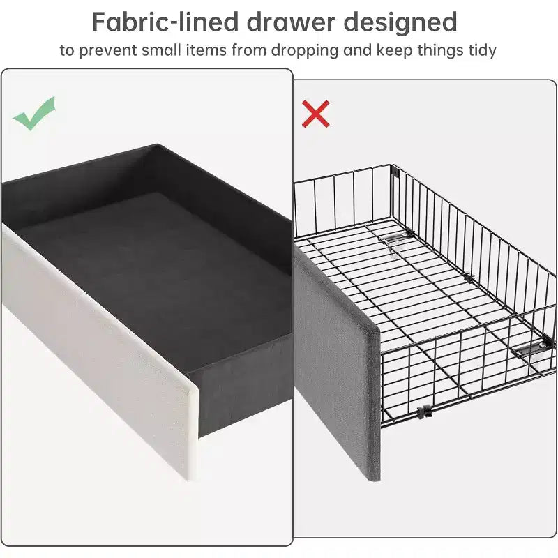 Struttura letto imbottita in velluto beige con base alta e 4 cassetti contenitore, Per 1 persona