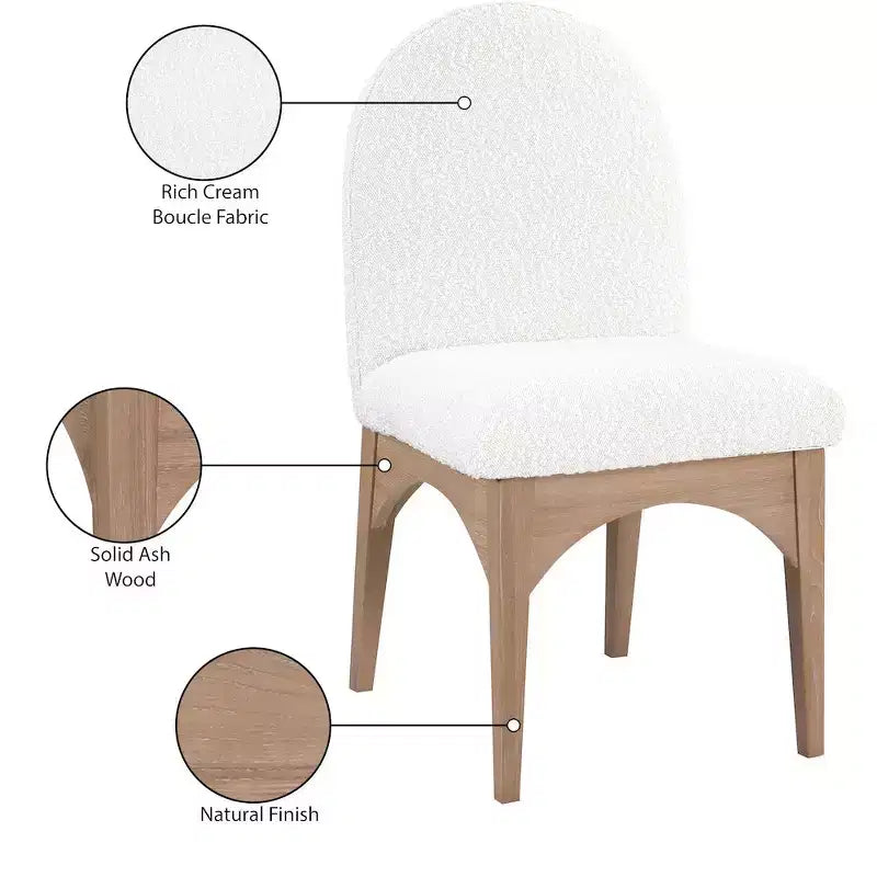 Sedia da pranzo in tessuto bouclé nero/crema stile Art Déco, 1 posto