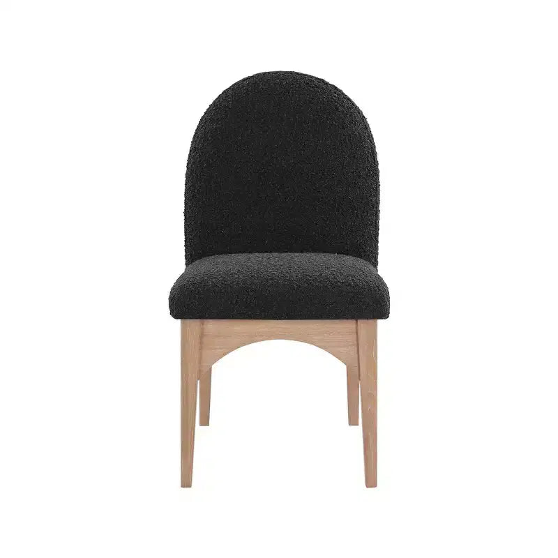 Sedia da pranzo in tessuto bouclé nero/crema stile Art Déco, 1 posto