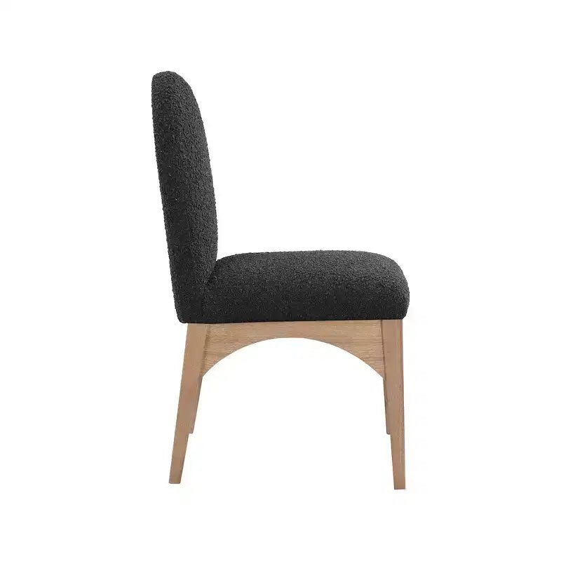 Sedia da pranzo in tessuto bouclé nero/crema stile Art Déco, 1 posto