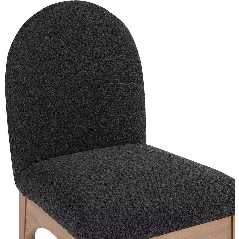 Sedia da pranzo in tessuto bouclé nero/crema stile Art Déco, 1 posto