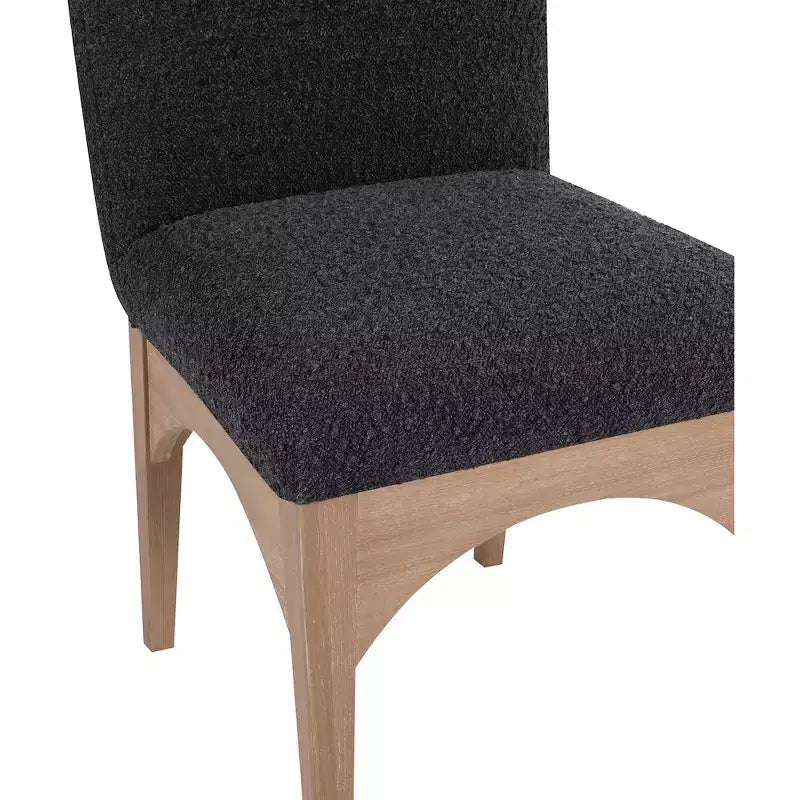 Sedia da pranzo in tessuto bouclé nero/crema stile Art Déco, 1 posto