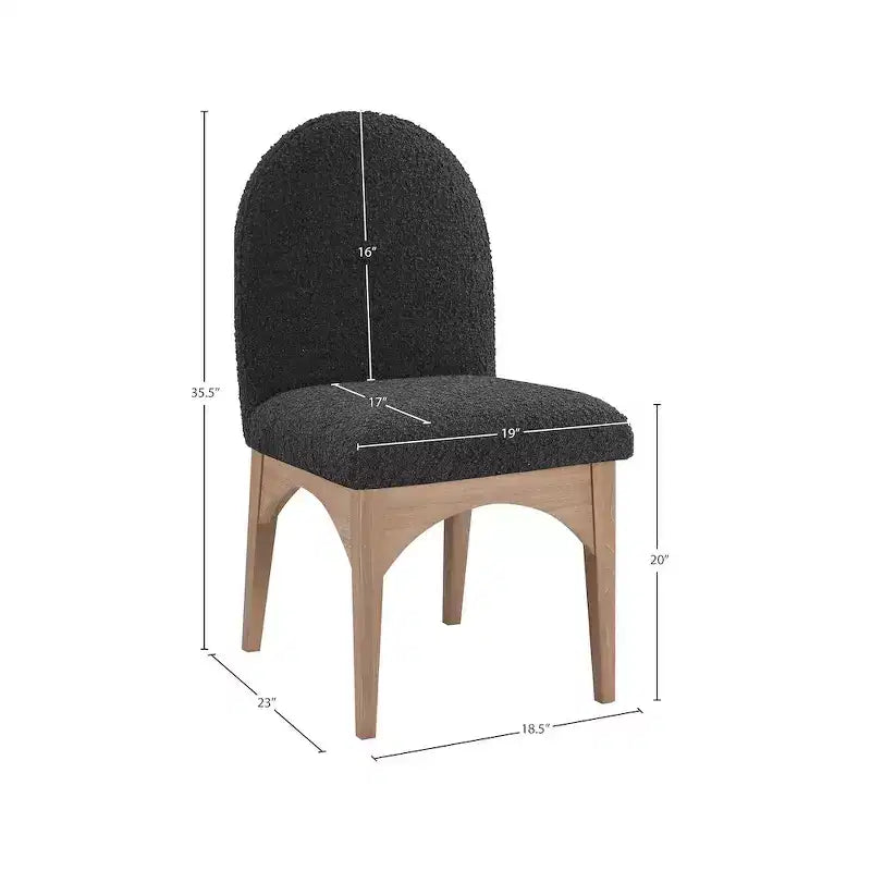 Sedia da pranzo in tessuto bouclé nero/crema stile Art Déco, 1 posto