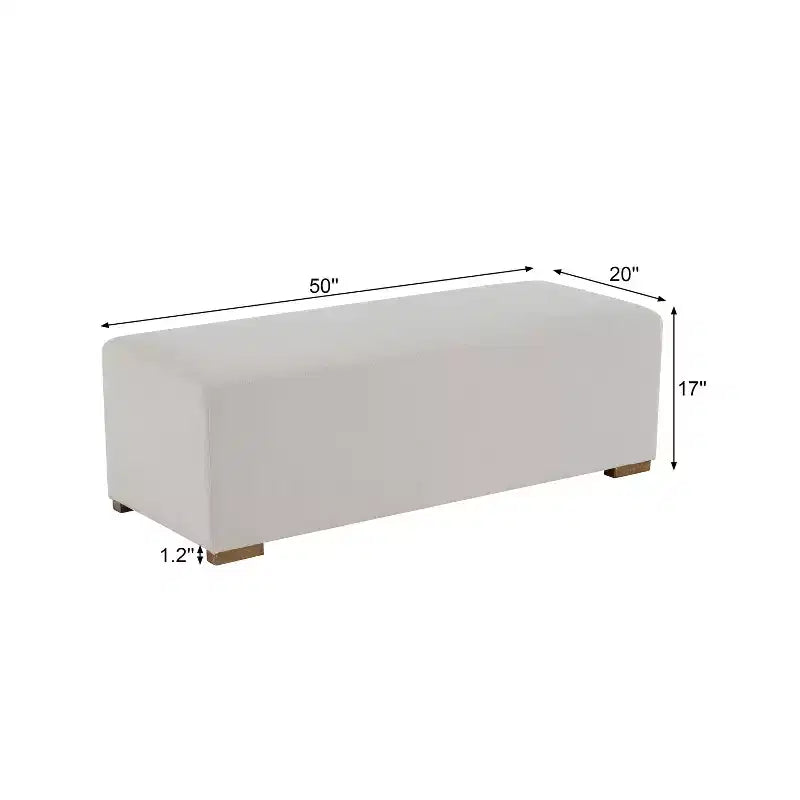 Panca Ottomana Rettangolare Imbottita Beige, Posto Singolo