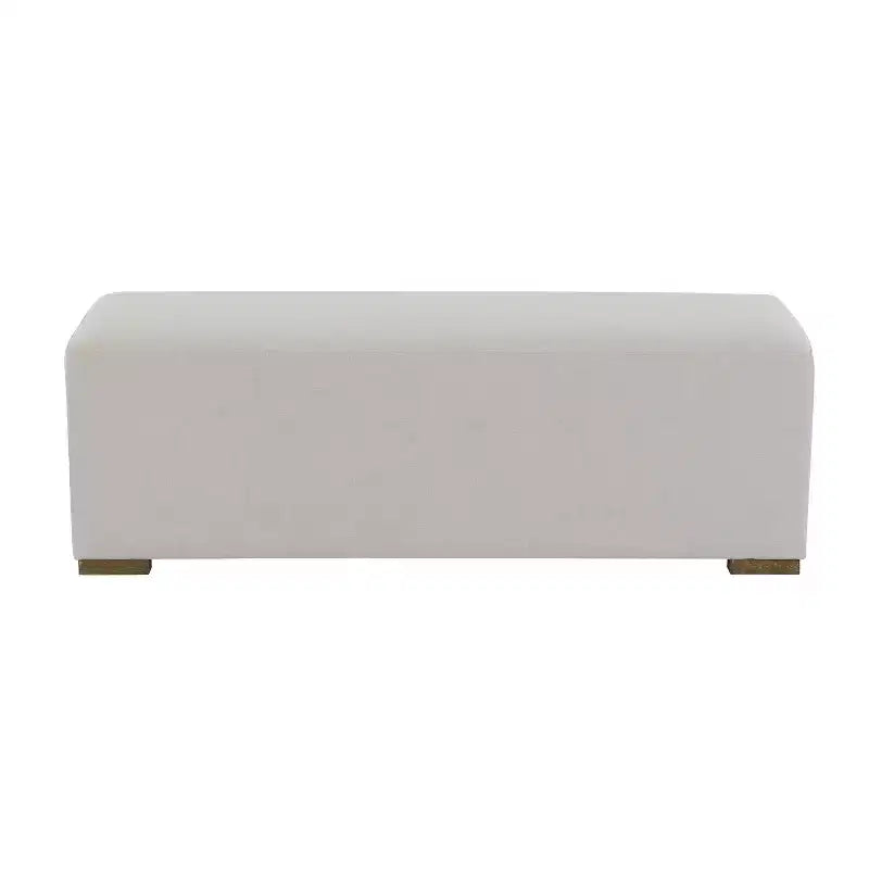 Panca Ottomana Rettangolare Imbottita Beige, Posto Singolo