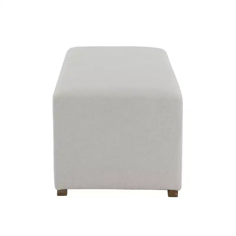 Panca Ottomana Rettangolare Imbottita Beige, Posto Singolo