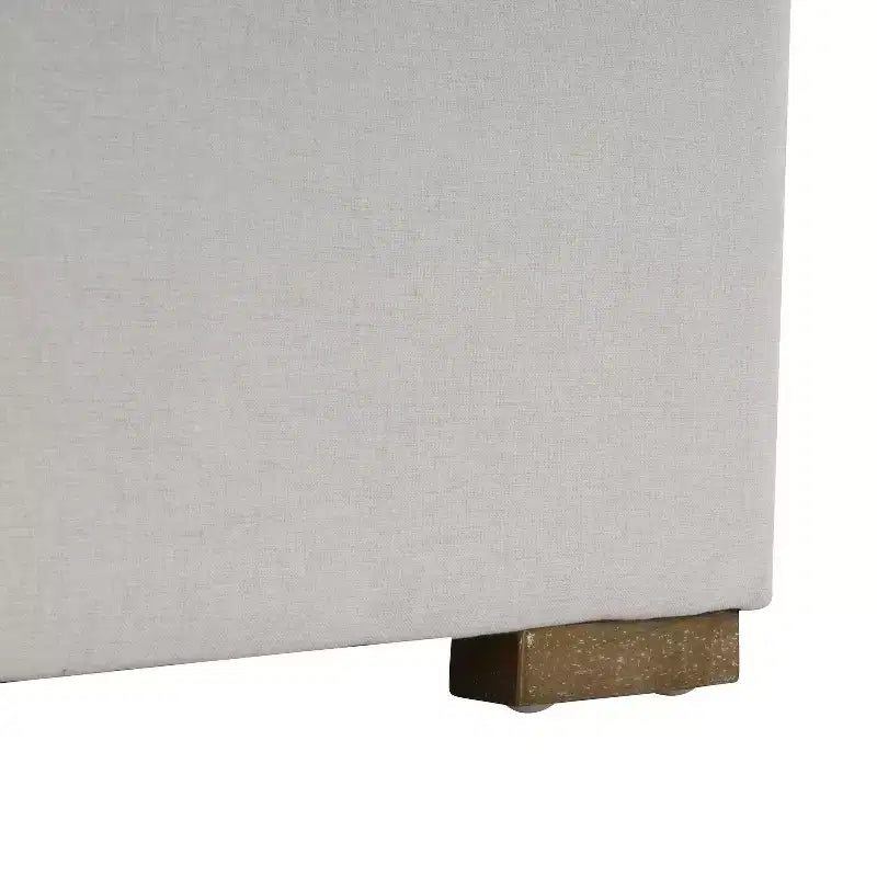 Panca Ottomana Rettangolare Imbottita Beige, Posto Singolo