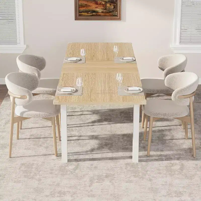 Tavolo da pranzo allungabile Off-White, rettangolare, 4-8 posti a sedere