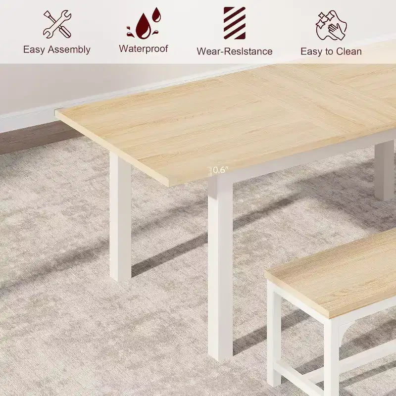 Tavolo da pranzo allungabile Off-White, rettangolare, 4-8 posti a sedere