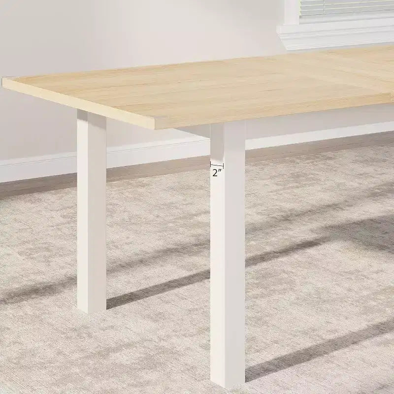 Tavolo da pranzo allungabile Off-White, rettangolare, 4-8 posti a sedere