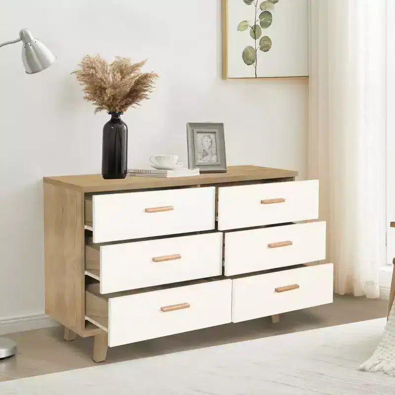 Madia contenitore bianca a 6 cassetti, larghezza 119 cm, montaggio 1 persona