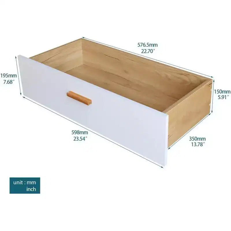 Madia contenitore bianca a 6 cassetti, larghezza 119 cm, montaggio 1 persona