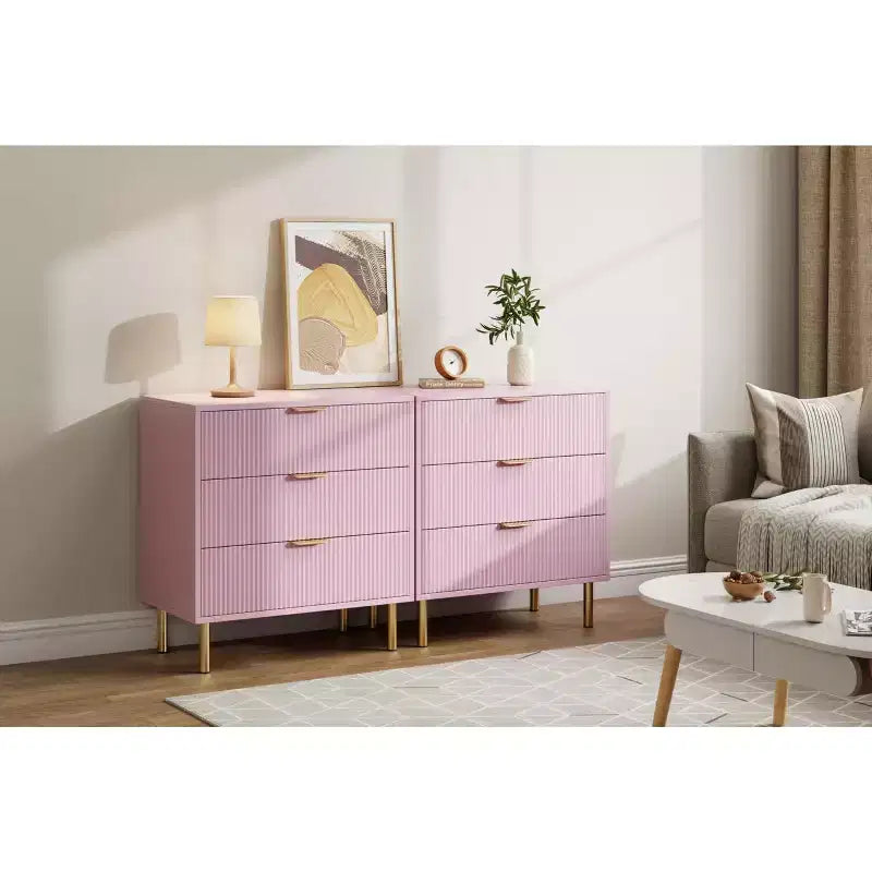 Comò a 3 cassetti, Verde / Naturale / Rosa / Bianco, Cassettiera moderna in legno, Per uso individuale