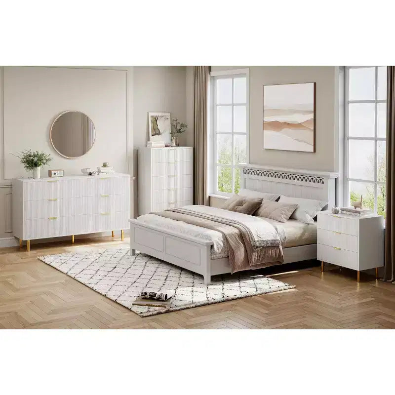 Comò a 3 cassetti, Verde / Naturale / Rosa / Bianco, Cassettiera moderna in legno, Per uso individuale