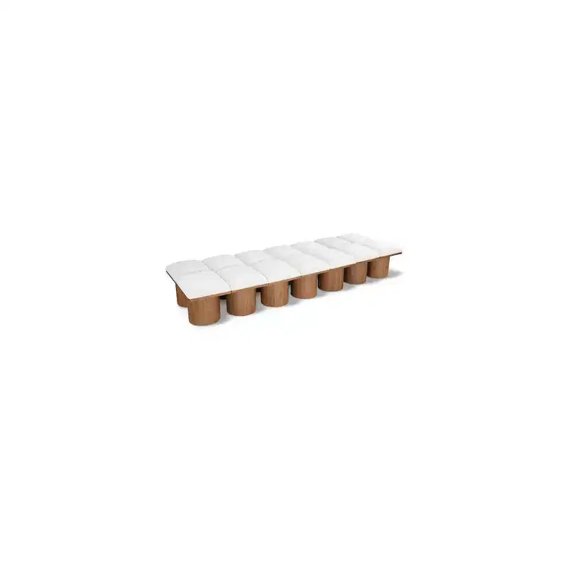 Meridian Furniture,Pavilion Cream Boucle Fabric Bench