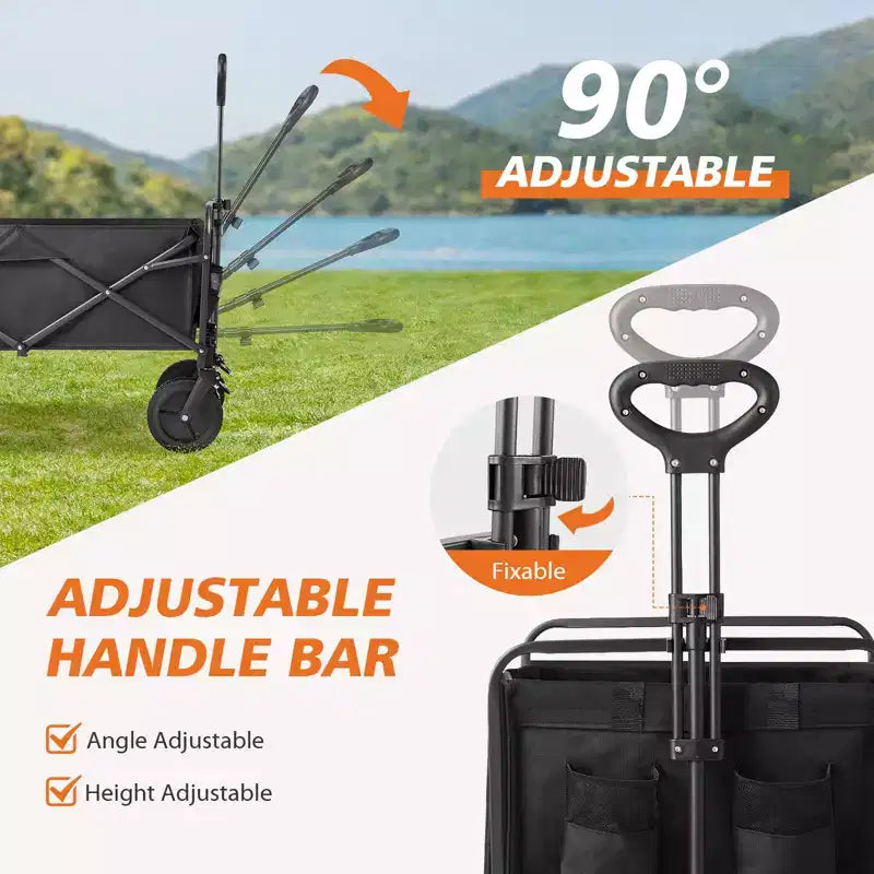 Carrello pieghevole grande nero, per 1 persona