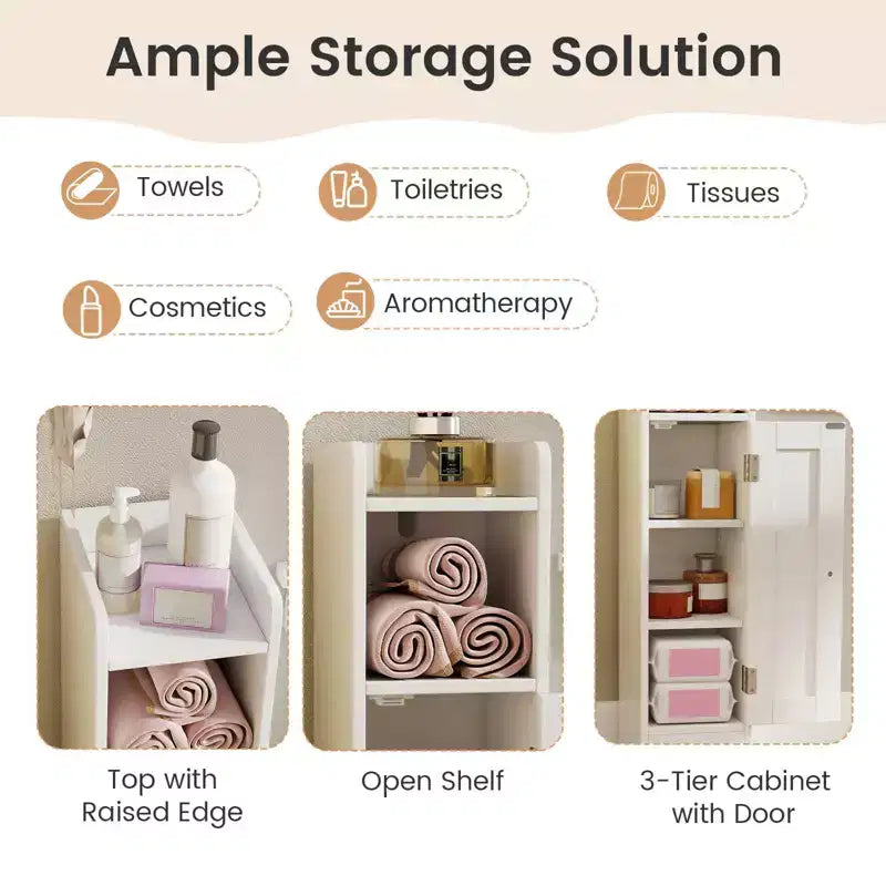 Mobile Contenitore da Bagno Stretto Nero/Grigio/Bianco con Anta, a Colonna a 5 Ripiani, Montaggio 1 Persona