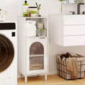 Mobiletto da bagno bianco/nero/grigio/legno naturale con anta in vetro, organizer singolo