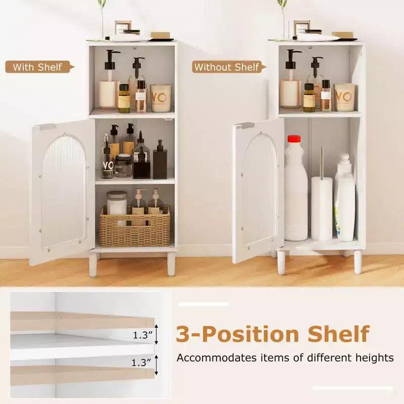 Mobiletto da bagno bianco/nero/grigio/legno naturale con anta in vetro, organizer singolo