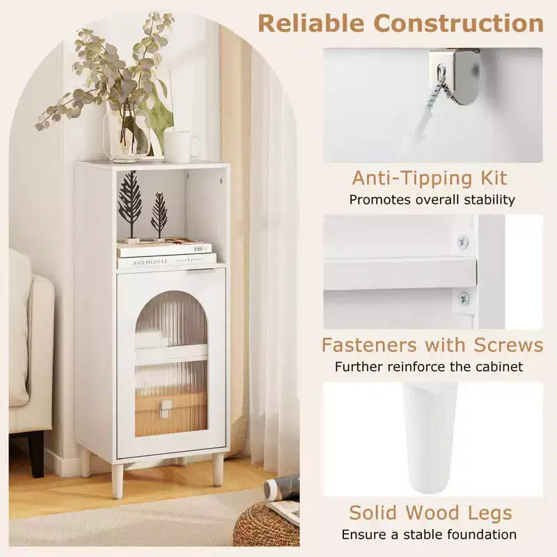 Mobiletto da bagno bianco/nero/grigio/legno naturale con anta in vetro, organizer singolo