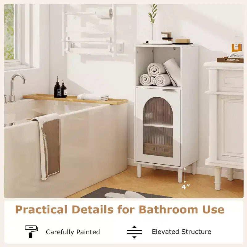 Mobiletto da bagno bianco/nero/grigio/legno naturale con anta in vetro, organizer singolo