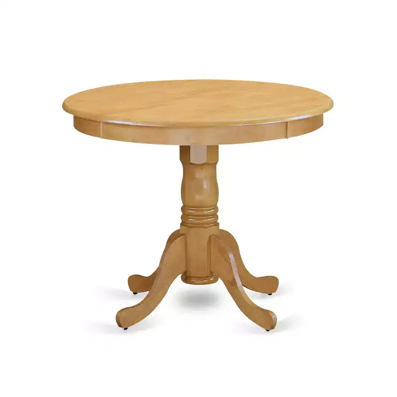 Set da Pranzo con Tavolo Rotondo a Colonna in Rovere, 5 Pezzi, 4 Posti