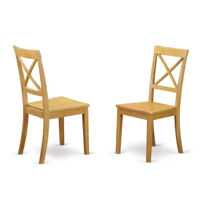 Set da Pranzo con Tavolo Rotondo a Colonna in Rovere, 5 Pezzi, 4 Posti