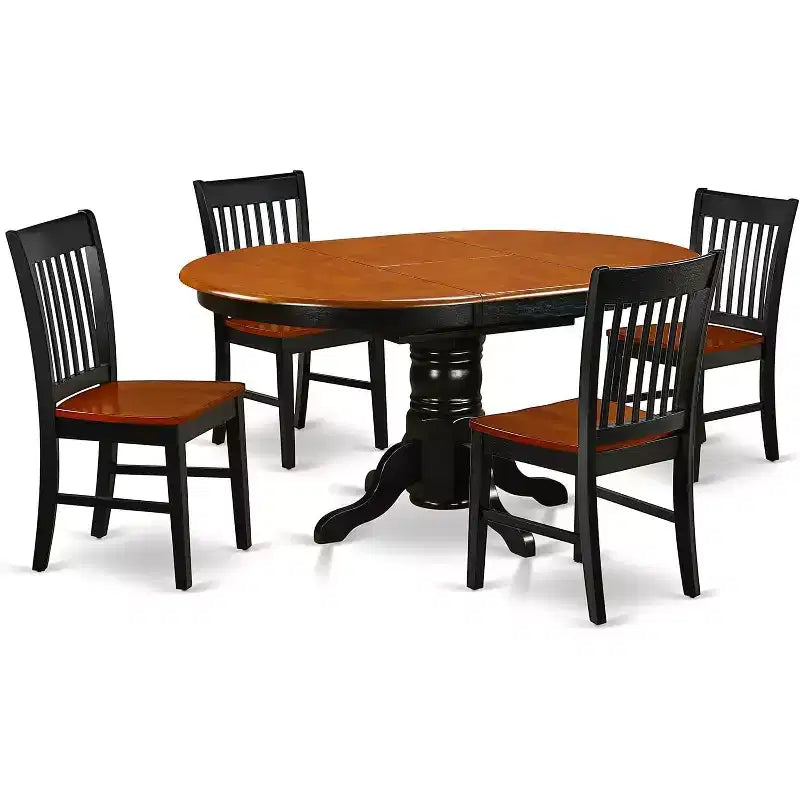 Set tavolo da pranzo ovale in ciliegio nero, 5 pezzi, 4 posti a sedere